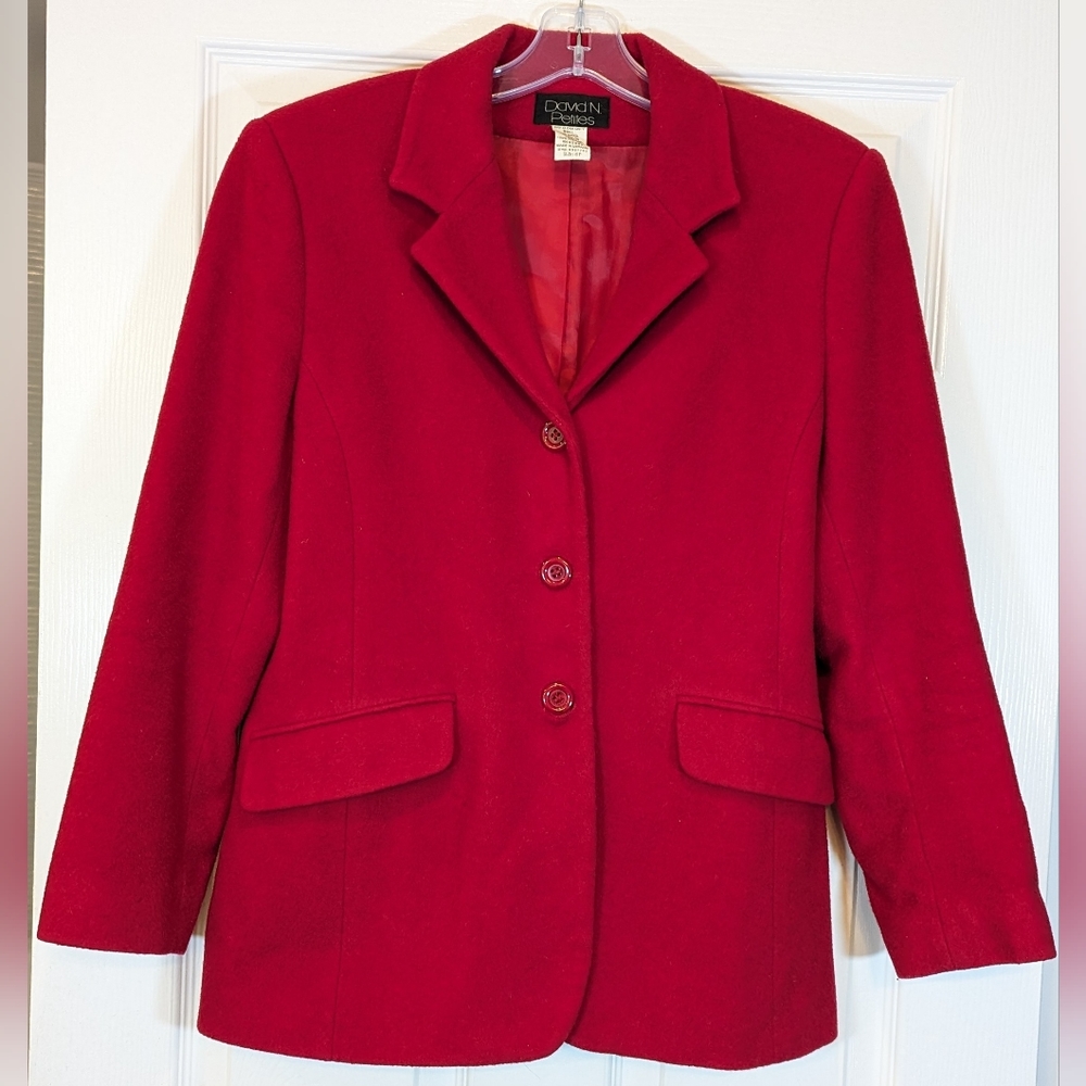 David N Petites Wool/Cashmere bland Red Limes 3 button Jackets Blazer size 6P